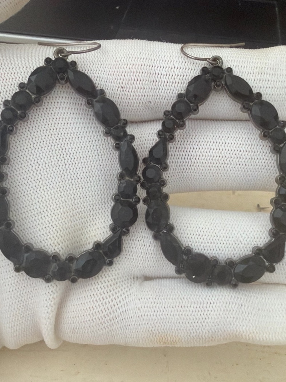 Black Teardrop Gemstone Dangle Earrings - Elegant Women Jewelry
